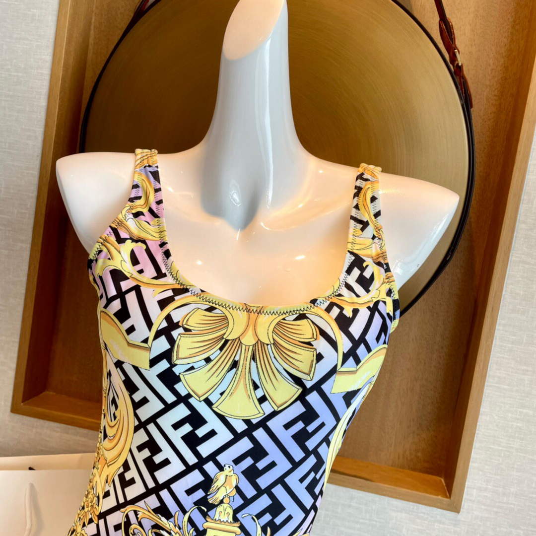 Versace FENDACE 1005956 Gold Baroque One-Piece Swimsuit | versace fendace 1005956 gold baroque one piece swimsuit 002