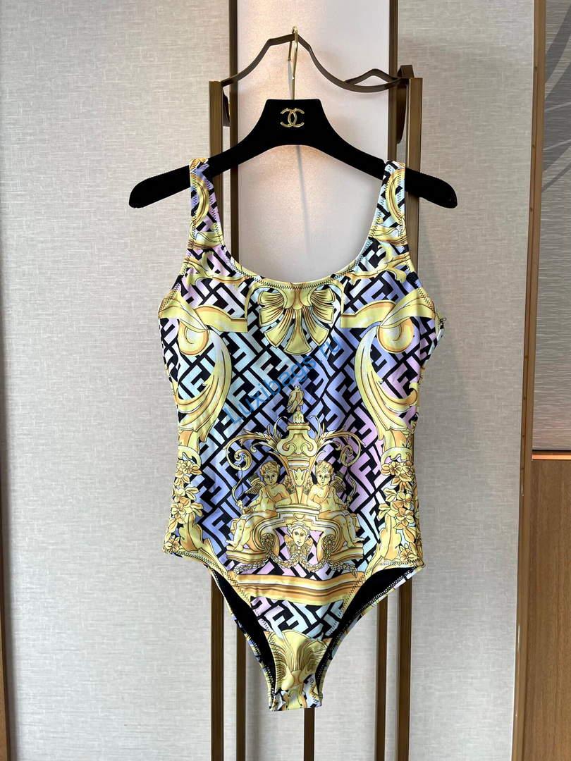 Versace FENDACE 1005956 Gold Baroque One-Piece Swimsuit | versace fendace 1005956 gold baroque one piece swimsuit 006