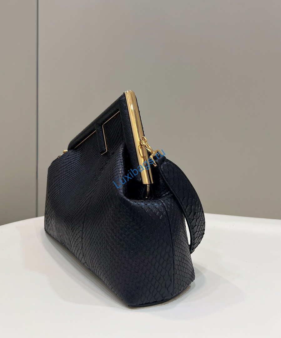 Fendi 8BP127 FENDI FIRST Medium Black Python leather bag | wsxc1656108560999 4