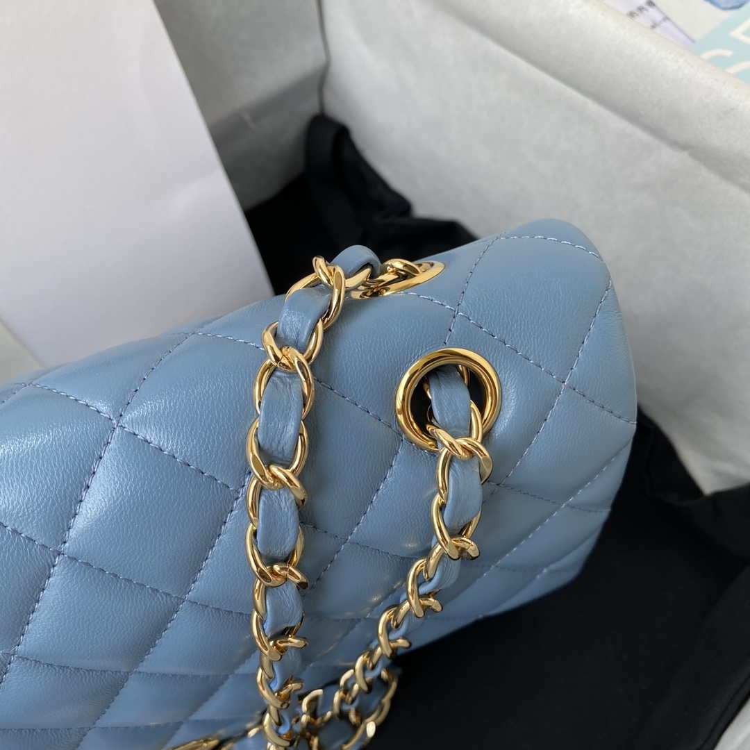 chanel a01112 flap handbag classic bag lambskin sky blue gold 3 Chanel A01112 Flap Handbag Classic Bag Lambskin Sky Blue Gold | chanel a01112 flap handbag classic bag lambskin light 013