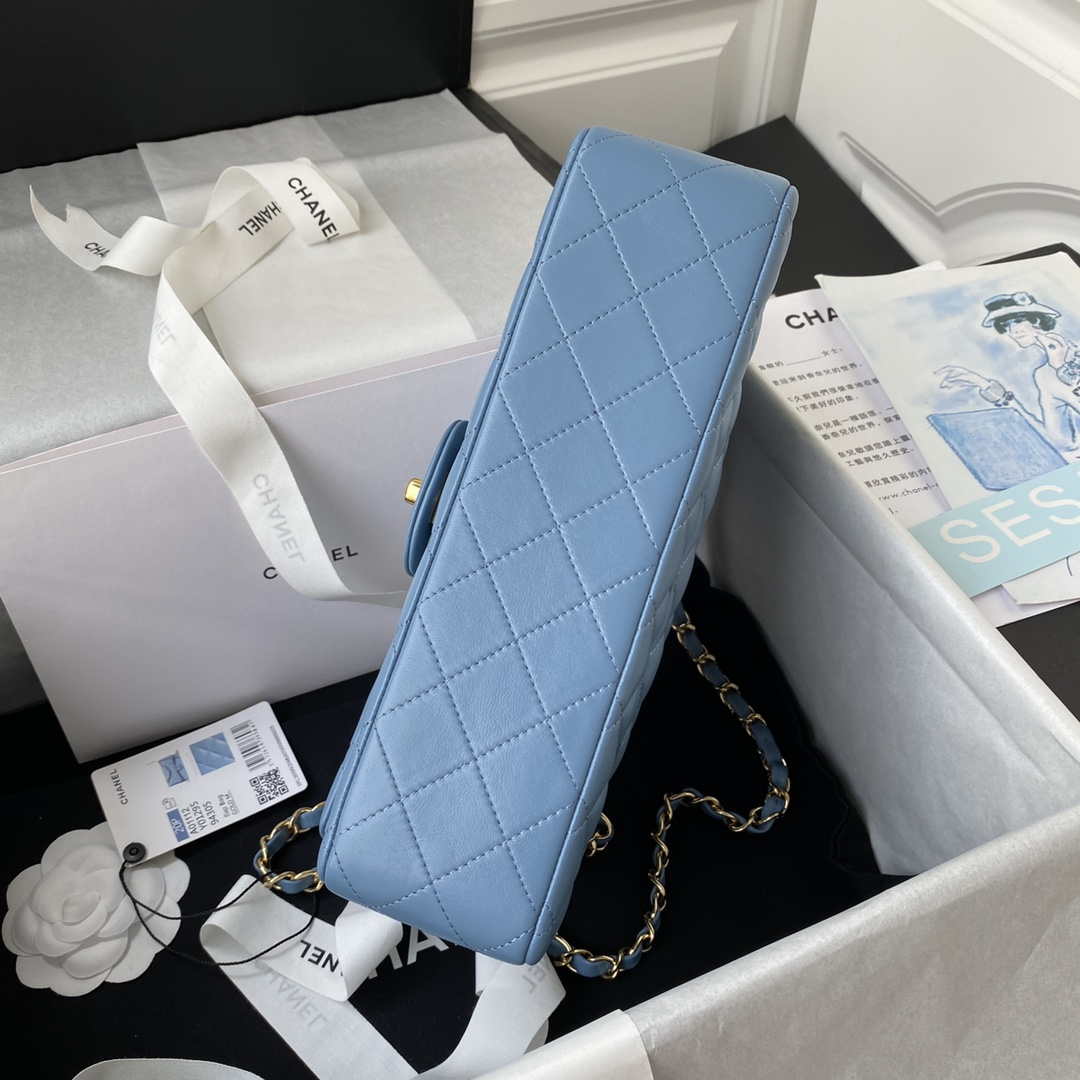 chanel a01112 flap handbag classic bag lambskin sky blue gold 5 Chanel A01112 Flap Handbag Classic Bag Lambskin Sky Blue Gold | chanel a01112 flap handbag classic bag lambskin light 015