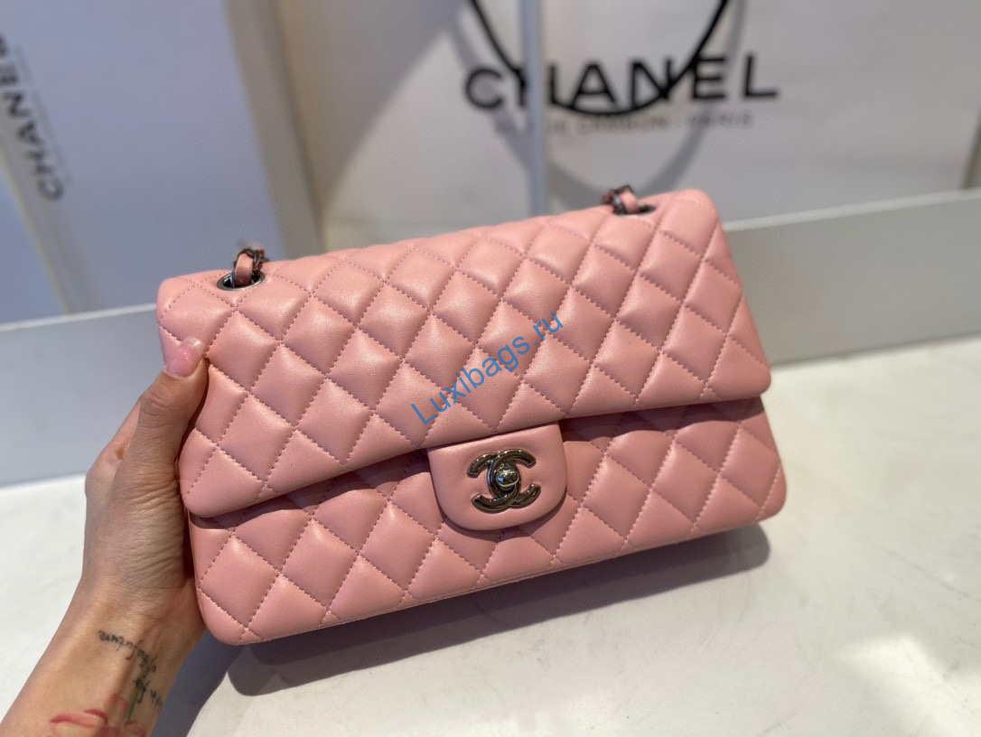 Chanel A01112 Flap Handbag Classic Bag Lambskin Pink Silver | chanel a01112 flap handbag classic bag lambskin light 029