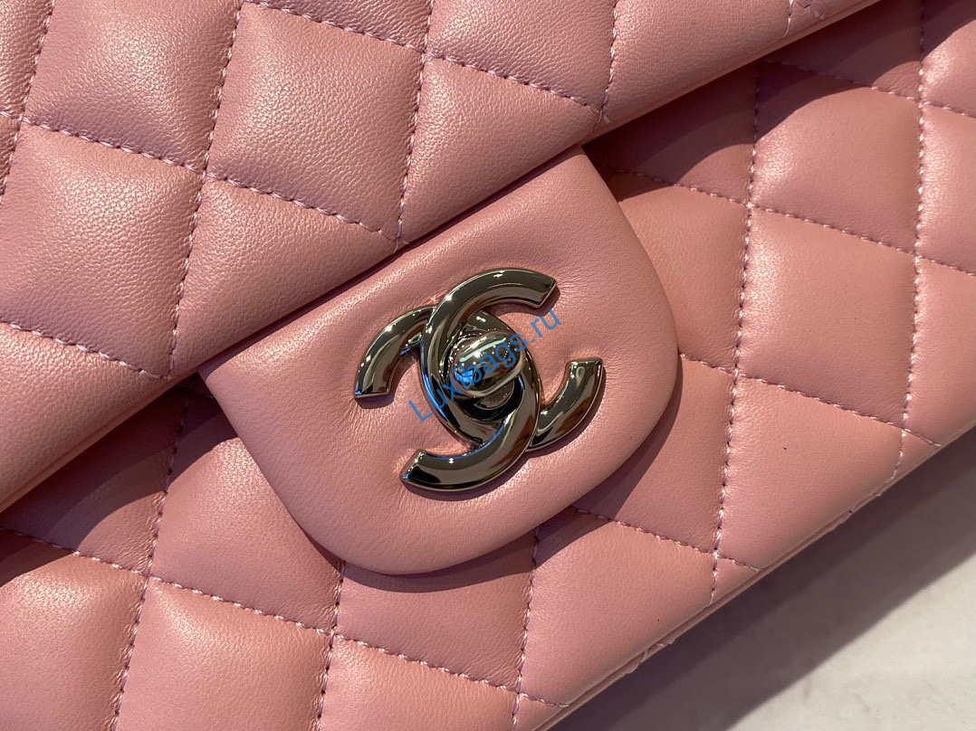 Chanel A01112 Flap Handbag Classic Bag Lambskin Pink Silver | chanel a01112 flap handbag classic bag lambskin light 030