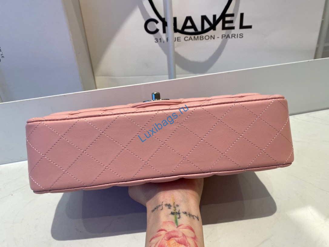chanel a01112 flap handbag classic bag lambskin pink silver 5 Chanel A01112 Flap Handbag Classic Bag Lambskin Pink Silver | chanel a01112 flap handbag classic bag lambskin light 033