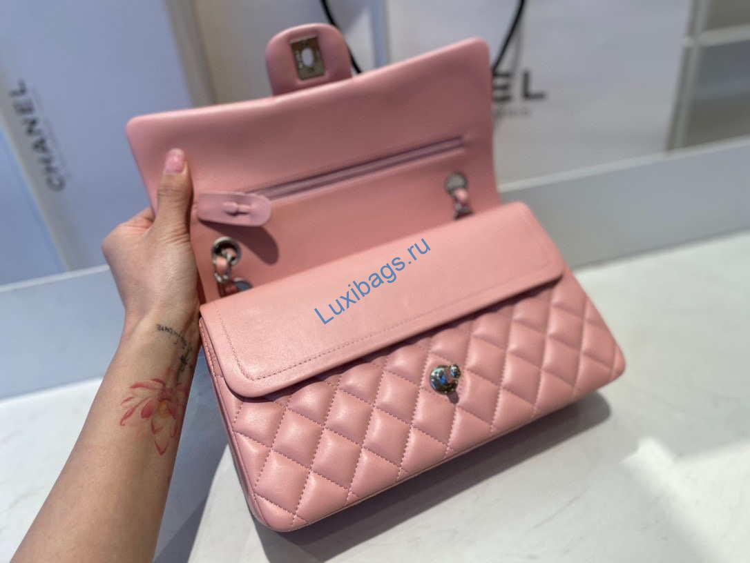 chanel a01112 flap handbag classic bag lambskin pink silver 6 Chanel A01112 Flap Handbag Classic Bag Lambskin Pink Silver | chanel a01112 flap handbag classic bag lambskin light 034