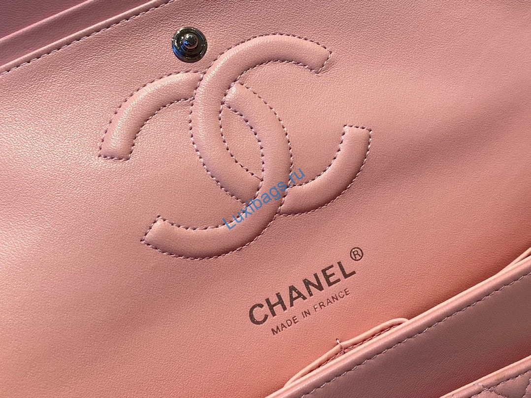 Chanel A01112 Flap Handbag Classic Bag Lambskin Pink Silver | chanel a01112 flap handbag classic bag lambskin light 035