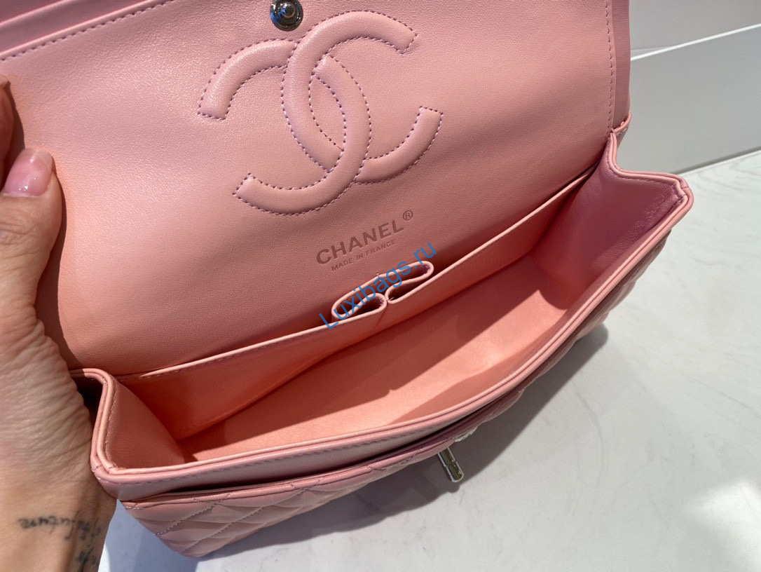 chanel a01112 flap handbag classic bag lambskin pink silver 8 Chanel A01112 Flap Handbag Classic Bag Lambskin Pink Silver | chanel a01112 flap handbag classic bag lambskin light 036