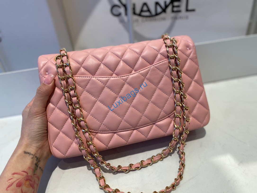 Chanel A01112 Flap Handbag Classic Bag Lambskin Pink Gold | chanel a01112 flap handbag classic bag lambskin light 040
