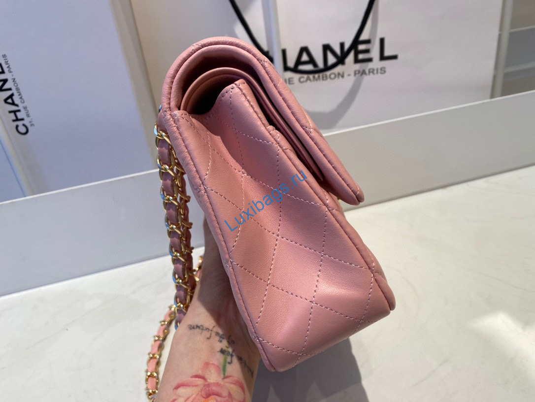 chanel a01112 flap handbag classic bag lambskin pink gold 4 Chanel A01112 Flap Handbag Classic Bag Lambskin Pink Gold | chanel a01112 flap handbag classic bag lambskin light 041