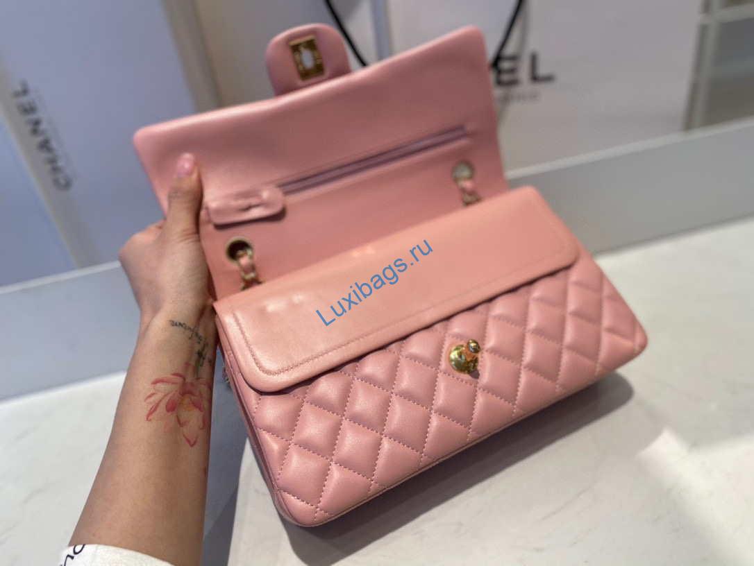 chanel a01112 flap handbag classic bag lambskin pink gold 6 Chanel A01112 Flap Handbag Classic Bag Lambskin Pink Gold | chanel a01112 flap handbag classic bag lambskin light 043