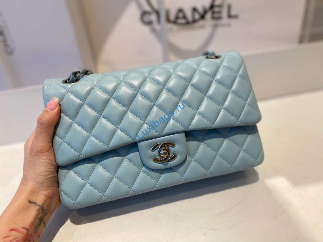 chanel a01112 flap handbag classic bag lambskin light blue silver 1 Chanel A01112 Flap Handbag Classic Bag Lambskin Light Blue Silver | chanel a01112 flap handbag classic bag lambskin light 047