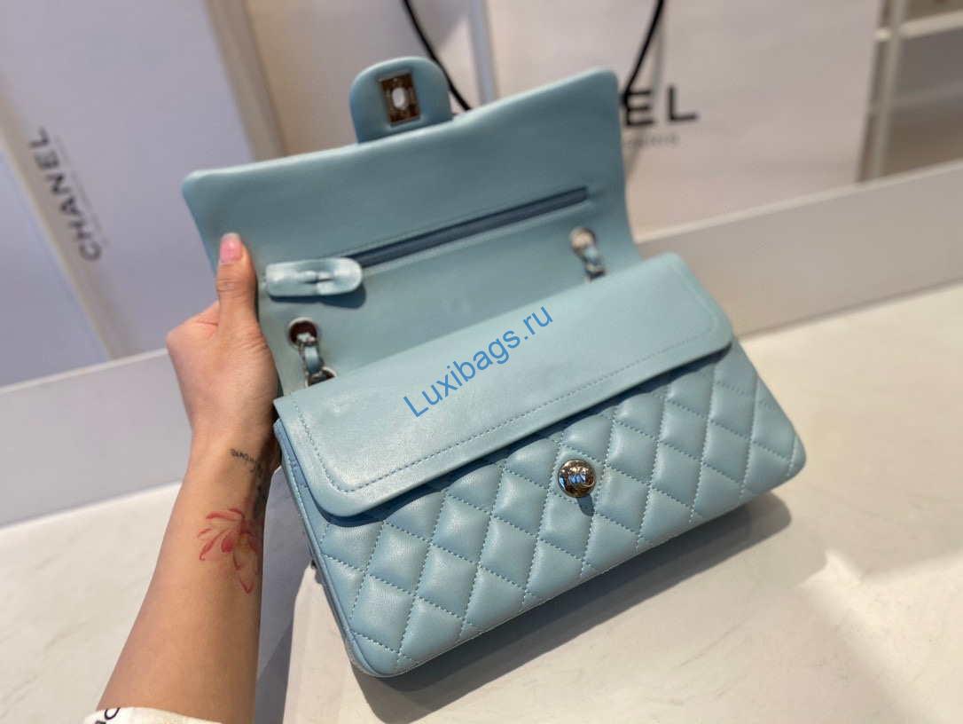 chanel a01112 flap handbag classic bag lambskin light blue silver 6 Chanel A01112 Flap Handbag Classic Bag Lambskin Light Blue Silver | chanel a01112 flap handbag classic bag lambskin light 052