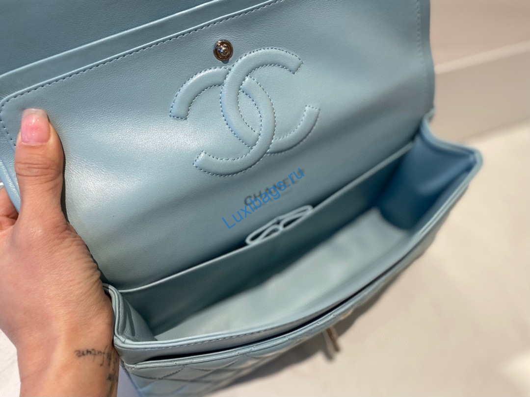 chanel a01112 flap handbag classic bag lambskin light blue silver 8 Chanel A01112 Flap Handbag Classic Bag Lambskin Light Blue Silver | chanel a01112 flap handbag classic bag lambskin light 054