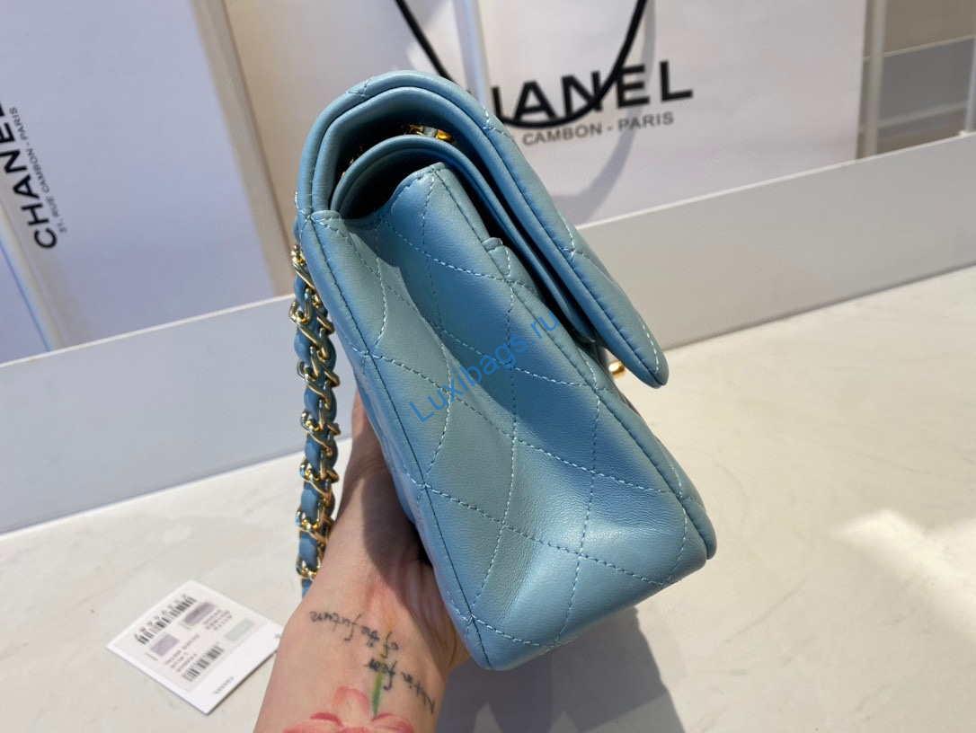 chanel a01112 flap handbag classic bag lambskin light blue gold 4 Chanel A01112 Flap Handbag Classic Bag Lambskin Light Blue Gold | chanel a01112 flap handbag classic bag lambskin light 059