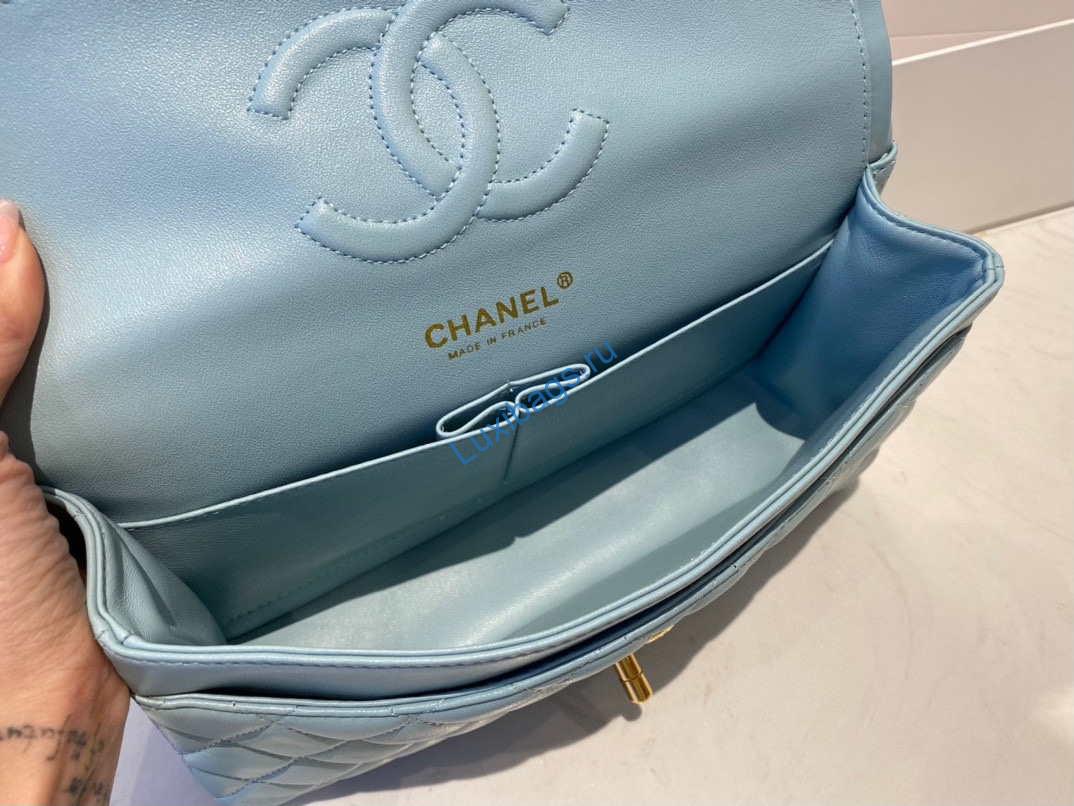 chanel a01112 flap handbag classic bag lambskin light blue gold 8 Chanel A01112 Flap Handbag Classic Bag Lambskin Light Blue Gold | chanel a01112 flap handbag classic bag lambskin light 063