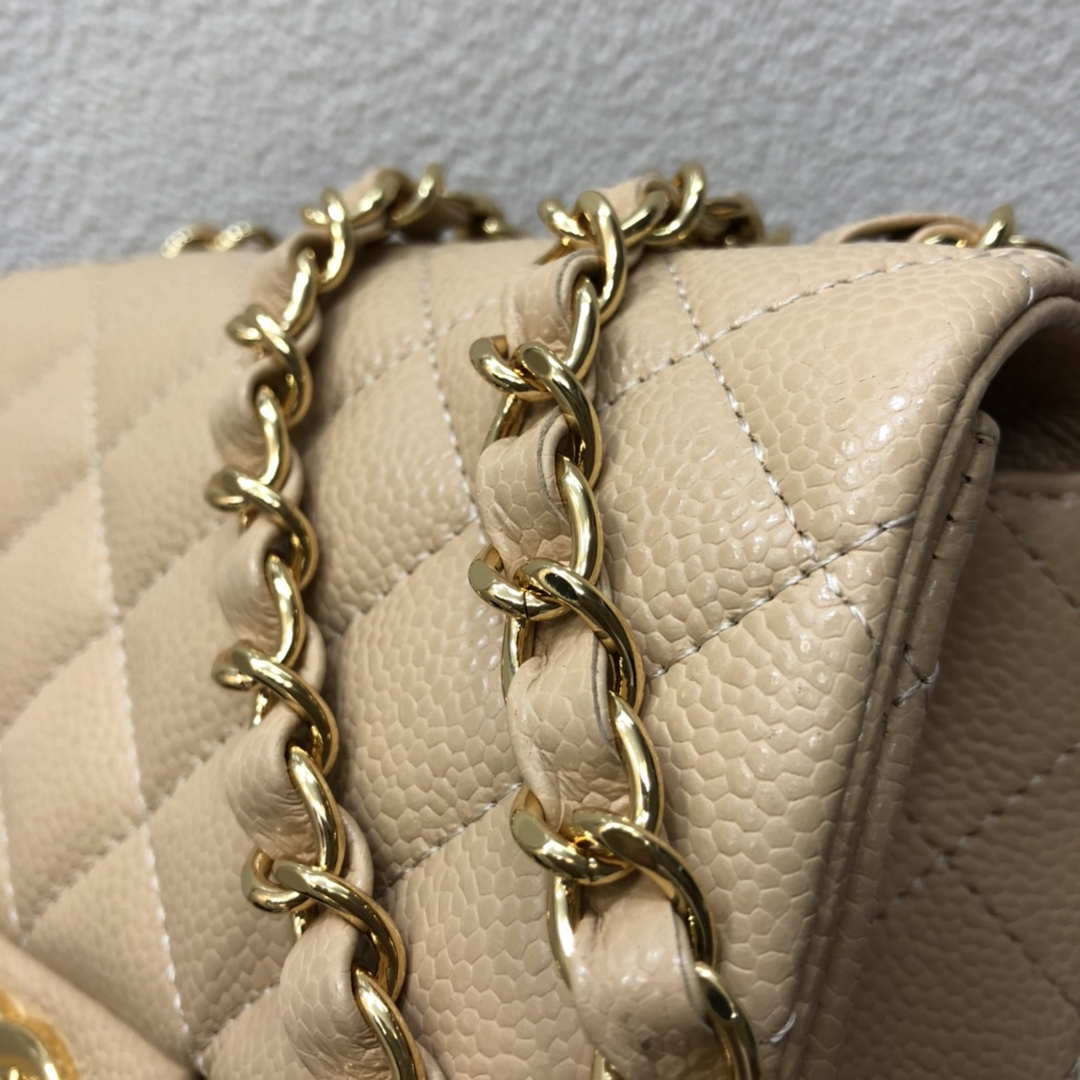 Chanel A35200 Mini Flap Bag 17cm Grained Calfskin Apricot Gold | chanel a35200 mini flap bag 17cm grained calfskin apricot 005
