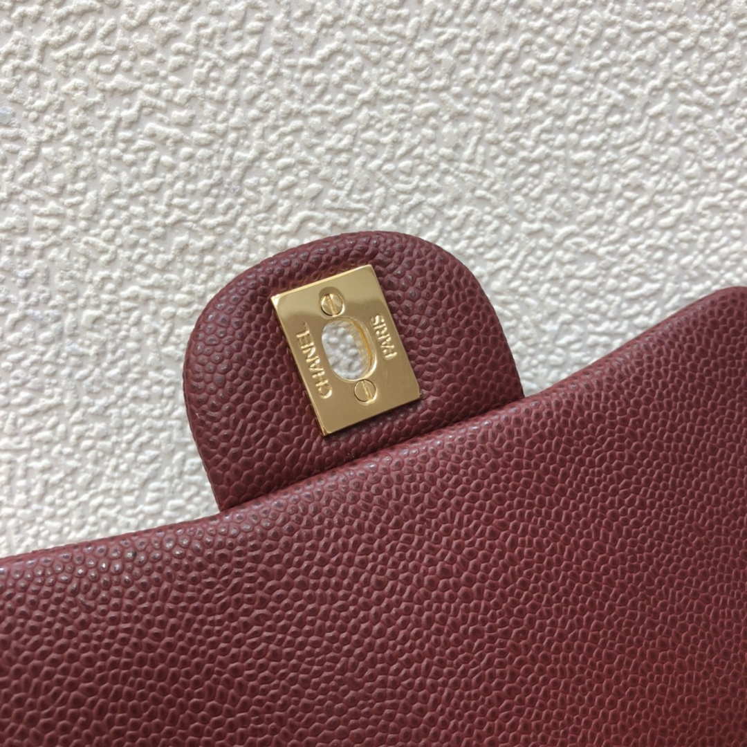 Chanel A35200 Mini Flap Bag 17cm Grained Calfskin Wine Red Gold | chanel a35200 mini flap bag 17cm grained calfskin wine red gold 017
