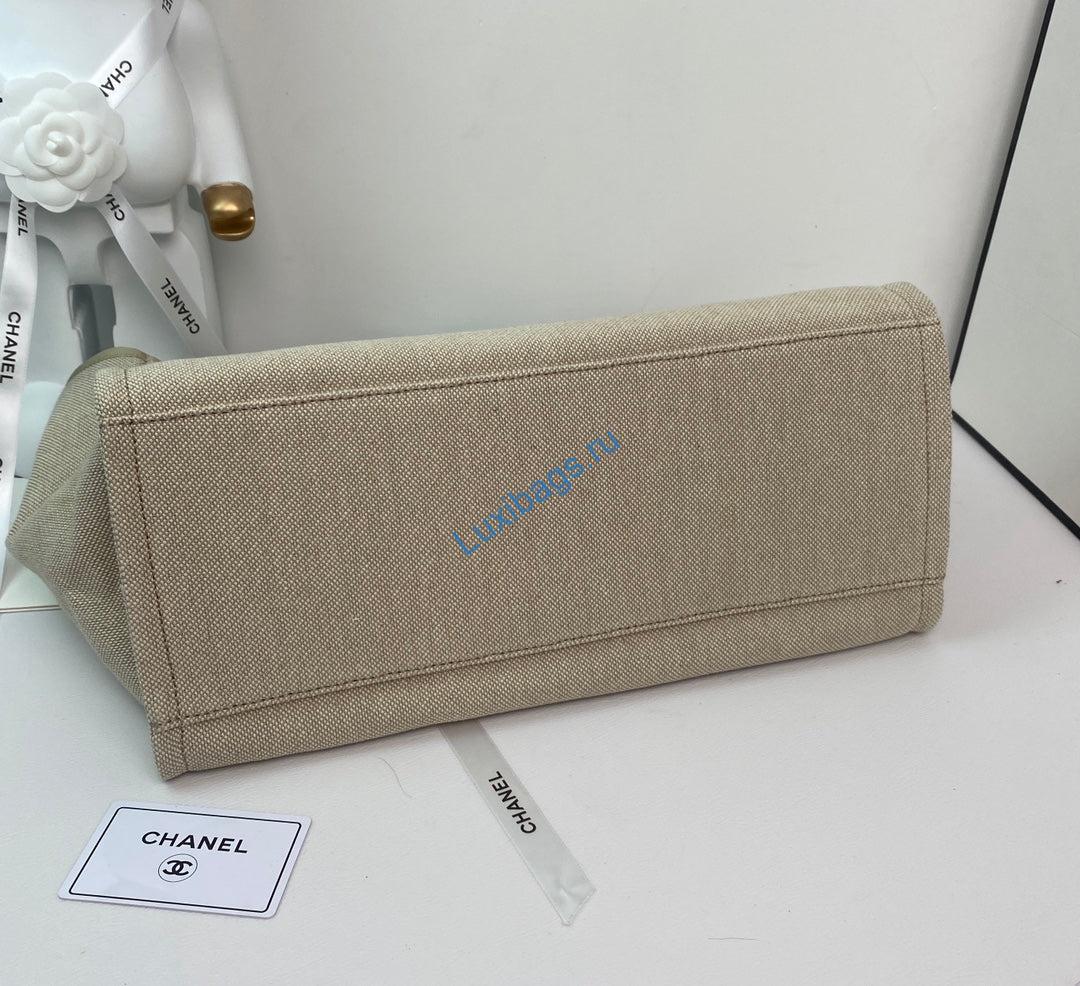 Chanel A66941 Large Shopping Bag A93786 Clothing beige with blue | chanel a66941 large shopping bag a93786 clothing beige with blue 6