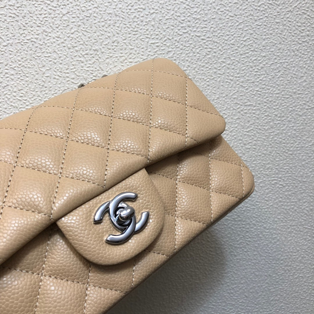 Chanel A69900 Mini Flap Bag Grained Calfskin Apricot Silver | chanel a69900 mini flap bag grained calfskin apricot 012