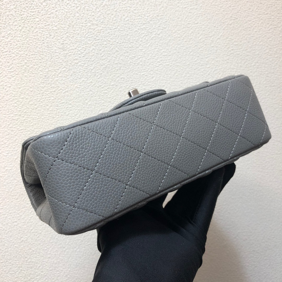 Chanel A69900 Mini Flap Bag Grained Calfskin Gray Silver | chanel a69900 mini flap bag grained calfskin gray 015