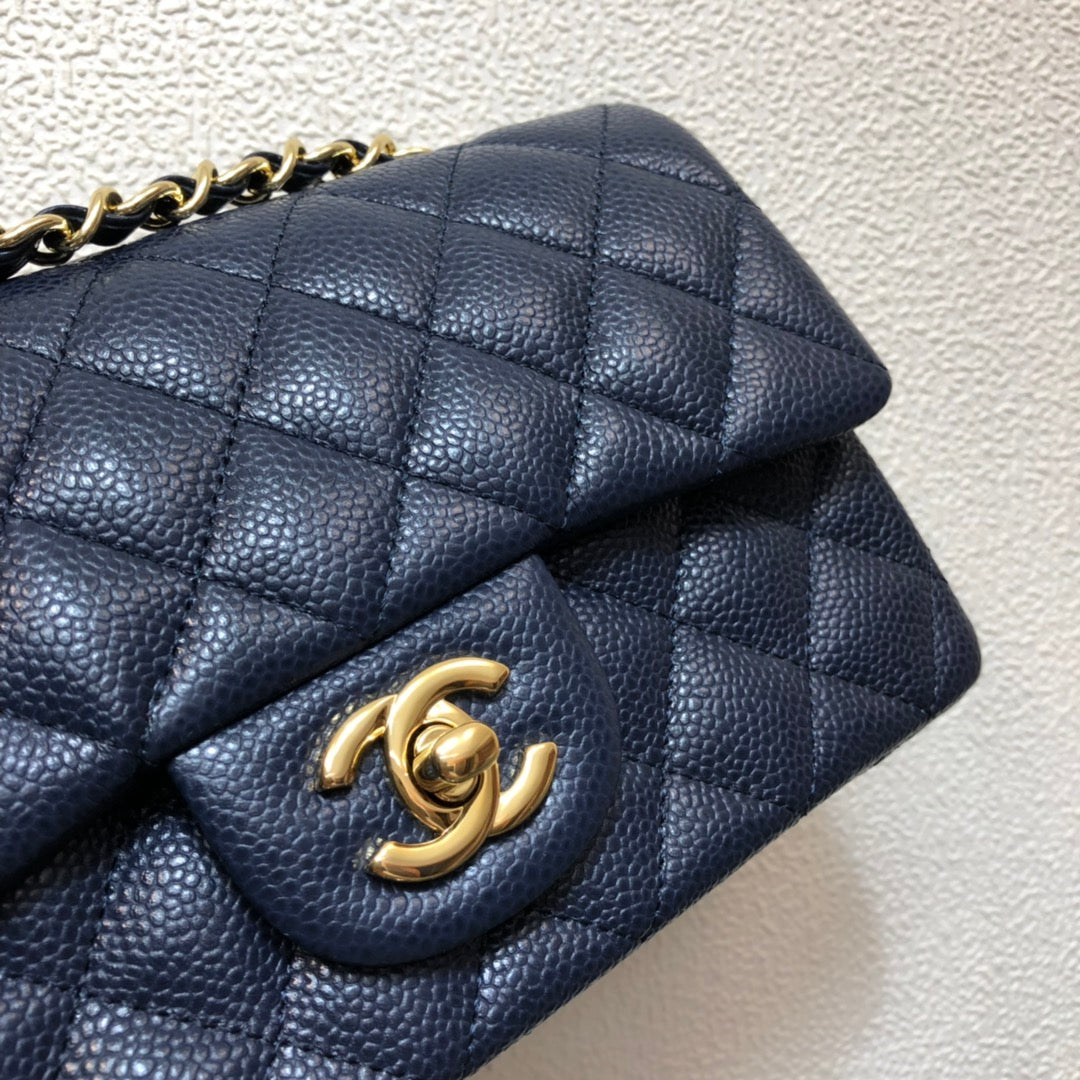 Chanel A69900 Mini Flap Bag Grained Calfskin Navy Blue Gold | chanel a69900 mini flap bag grained calfskin navy blue 002