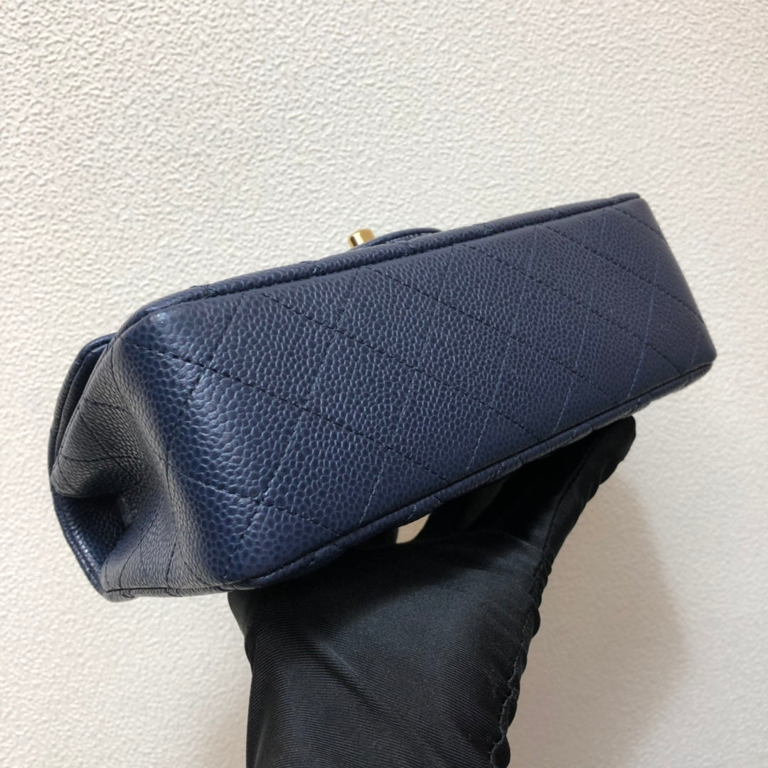 Chanel A69900 Mini Flap Bag Grained Calfskin Navy Blue Gold | chanel a69900 mini flap bag grained calfskin navy blue 005