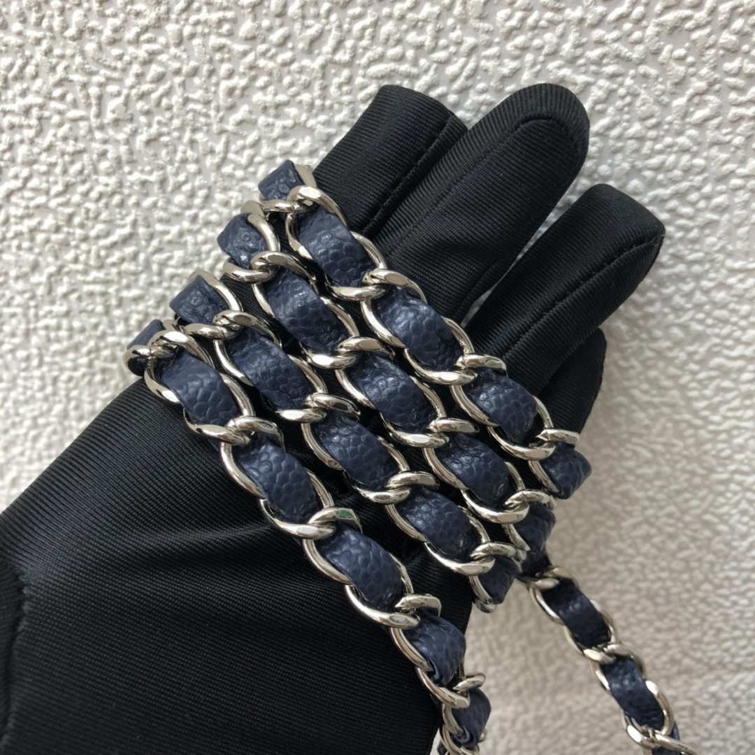 Chanel A69900 Mini Flap Bag Grained Calfskin Navy Blue Silver | chanel a69900 mini flap bag grained calfskin navy blue 014
