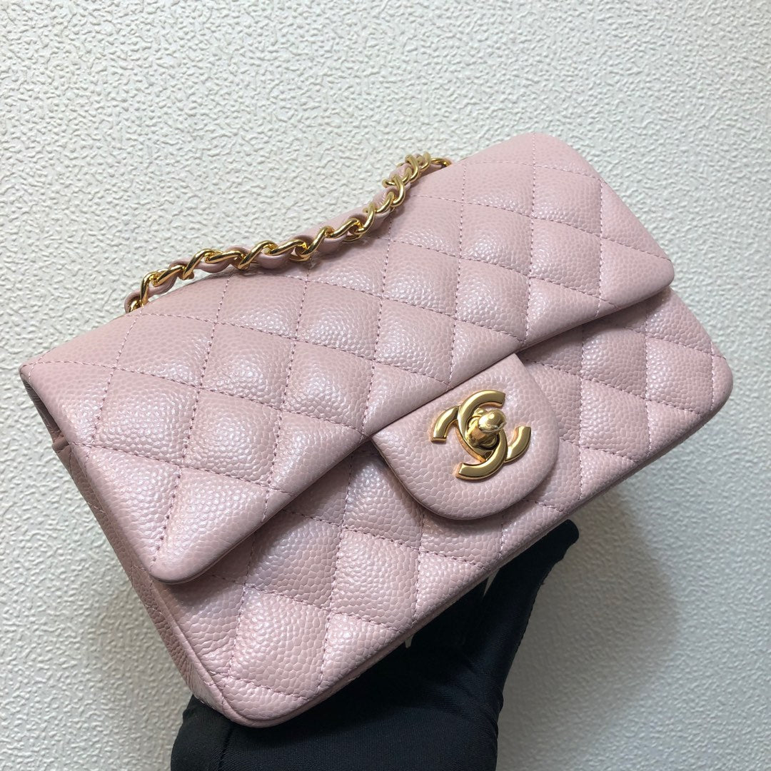 Chanel A69900 Mini Flap Bag Grained Calfskin Pink Gold | chanel a69900 mini flap bag grained calfskin pink 002