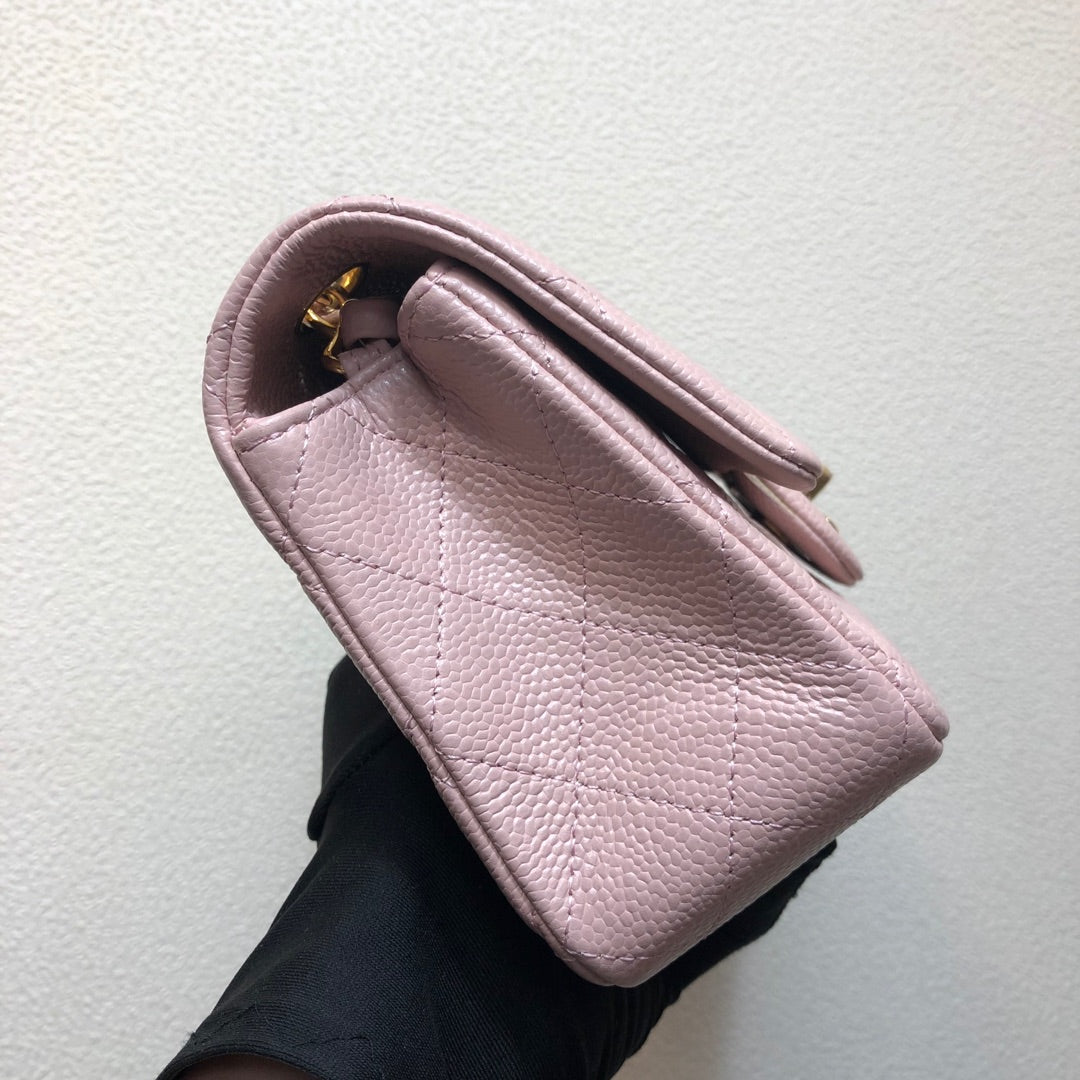 Chanel A69900 Mini Flap Bag Grained Calfskin Pink Gold | chanel a69900 mini flap bag grained calfskin pink 004