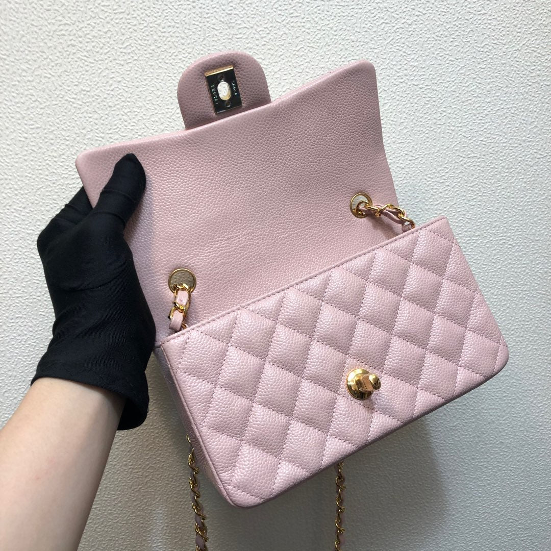 Chanel A69900 Mini Flap Bag Grained Calfskin Pink Gold | chanel a69900 mini flap bag grained calfskin pink 007