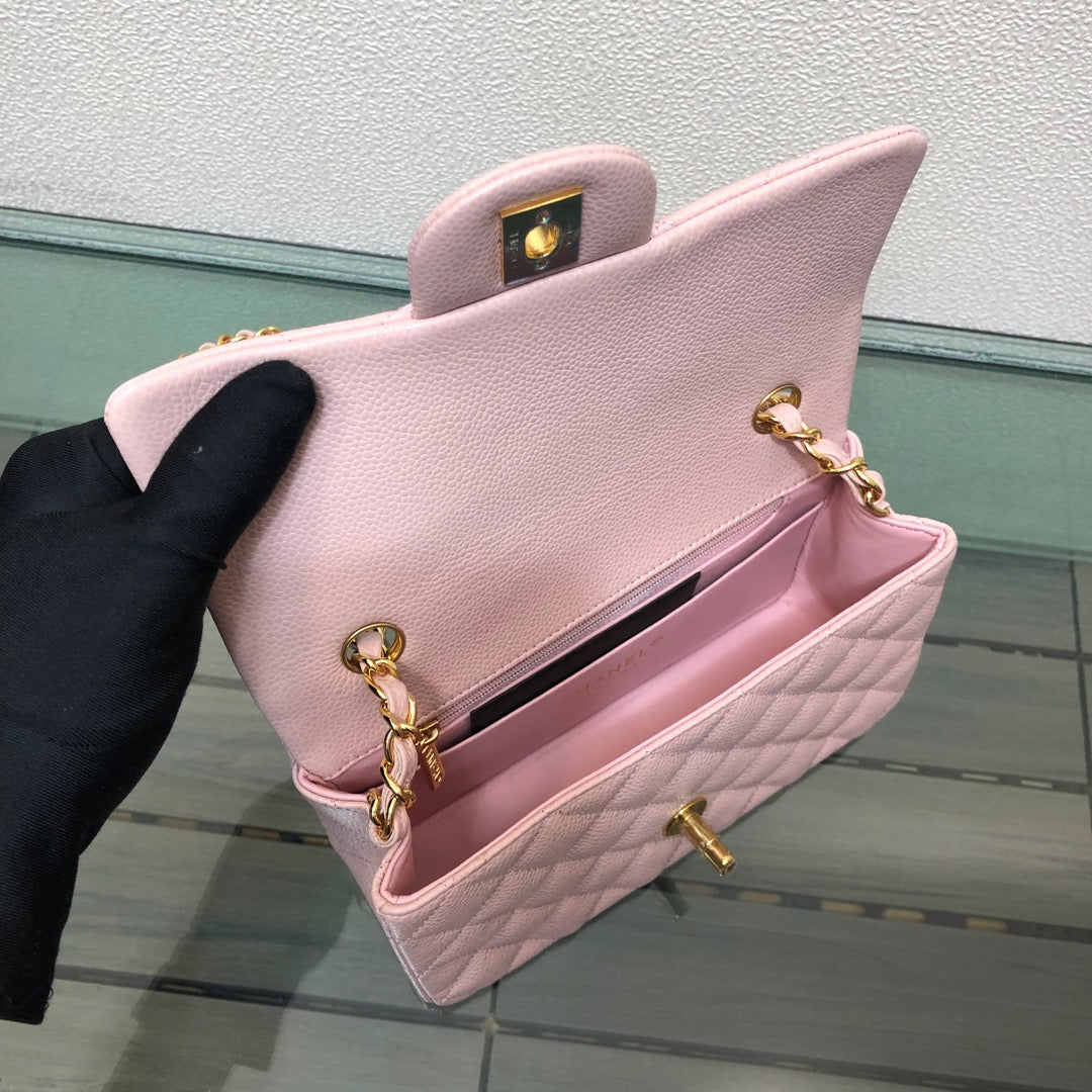 Chanel A69900 Mini Flap Bag Grained Calfskin Pink Gold | chanel a69900 mini flap bag grained calfskin pink 008