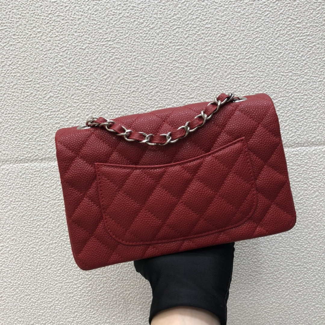 Chanel A69900 Mini Flap Bag Grained Calfskin Red Silver | chanel a69900 mini flap bag grained calfskin red 011