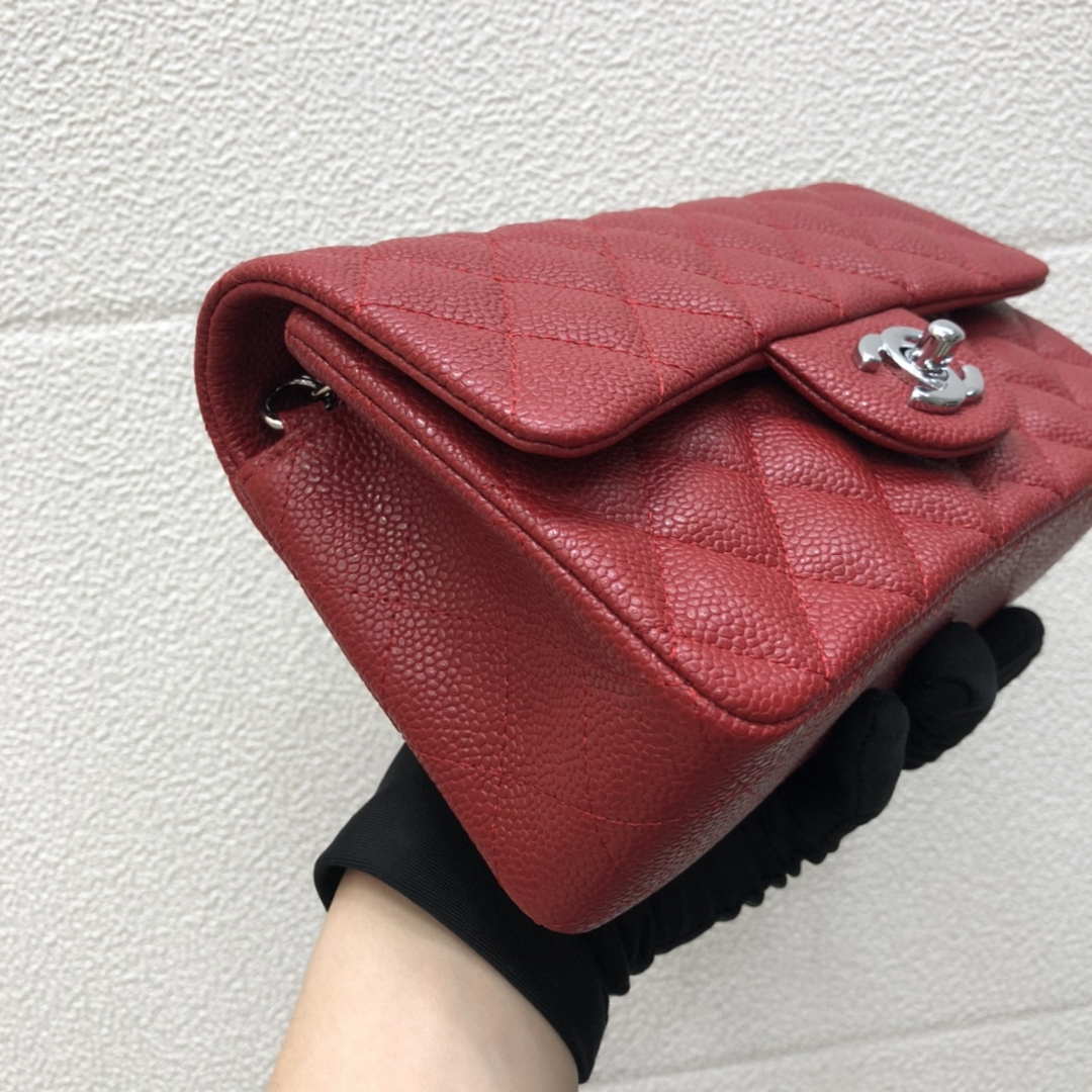 Chanel A69900 Mini Flap Bag Grained Calfskin Red Silver | chanel a69900 mini flap bag grained calfskin red 013