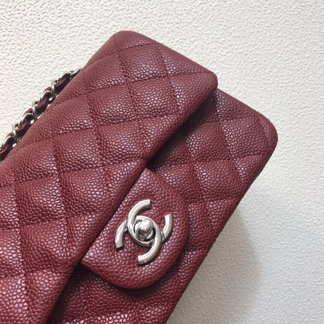 Chanel A69900 Mini Flap Bag Grained Calfskin Wine Red Silver | chanel a69900 mini flap bag grained calfskin wine red 012