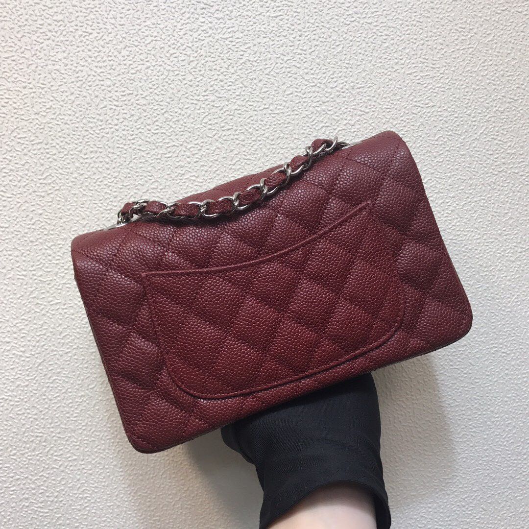 Chanel A69900 Mini Flap Bag Grained Calfskin Wine Red Silver | chanel a69900 mini flap bag grained calfskin wine red 013
