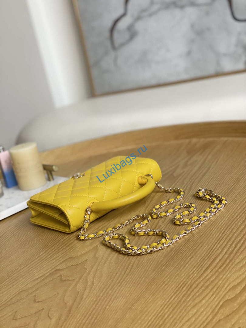 Chanel A81207 WOC 19 Chain Wallet Bag Lambskin Yellow Gold | chanel a81207 woc 19 chain wallet bag lambskin yellow gold 005