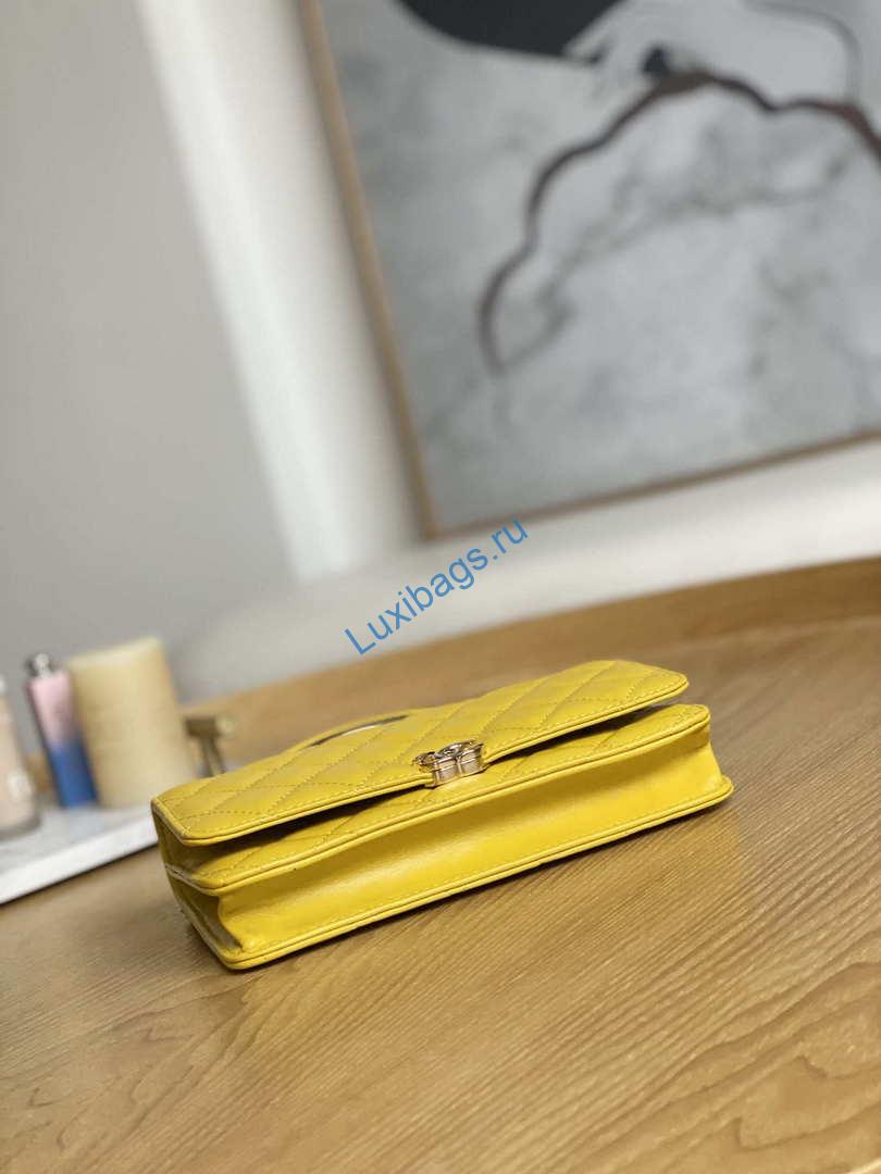 Chanel A81207 WOC 19 Chain Wallet Bag Lambskin Yellow Gold | chanel a81207 woc 19 chain wallet bag lambskin yellow gold 006