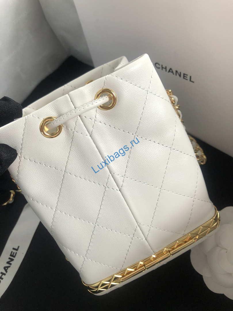 Chanel AP2750 Bucket Bag Shoulder Bag Lambskin White | chanel ap2750 bucket bag shoulder bag lambskin 011