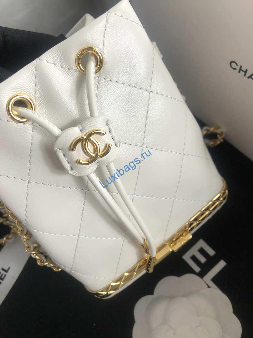 Chanel AP2750 Bucket Bag Shoulder Bag Lambskin White | chanel ap2750 bucket bag shoulder bag lambskin 012