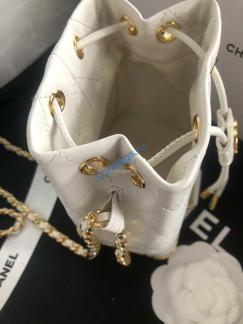 Chanel AP2750 Bucket Bag Shoulder Bag Lambskin White | chanel ap2750 bucket bag shoulder bag lambskin 013