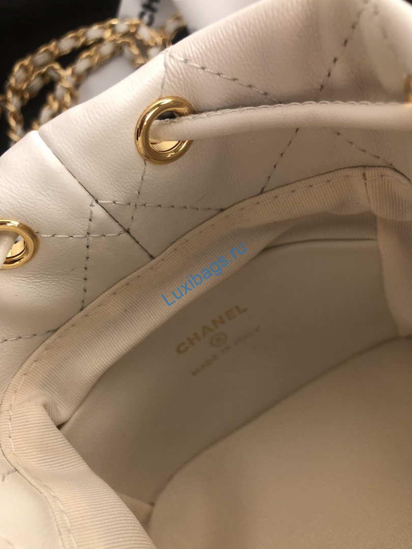 Chanel AP2750 Bucket Bag Shoulder Bag Lambskin White | chanel ap2750 bucket bag shoulder bag lambskin 015