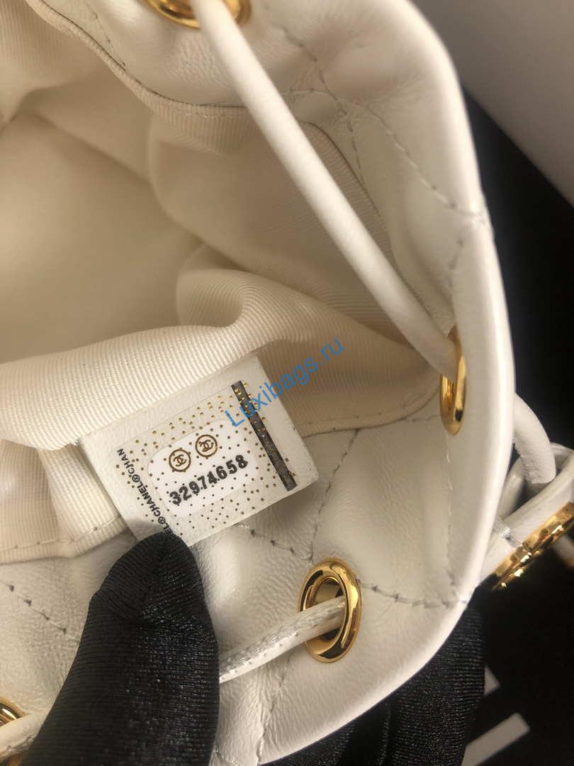 Chanel AP2750 Bucket Bag Shoulder Bag Lambskin White | chanel ap2750 bucket bag shoulder bag lambskin 016