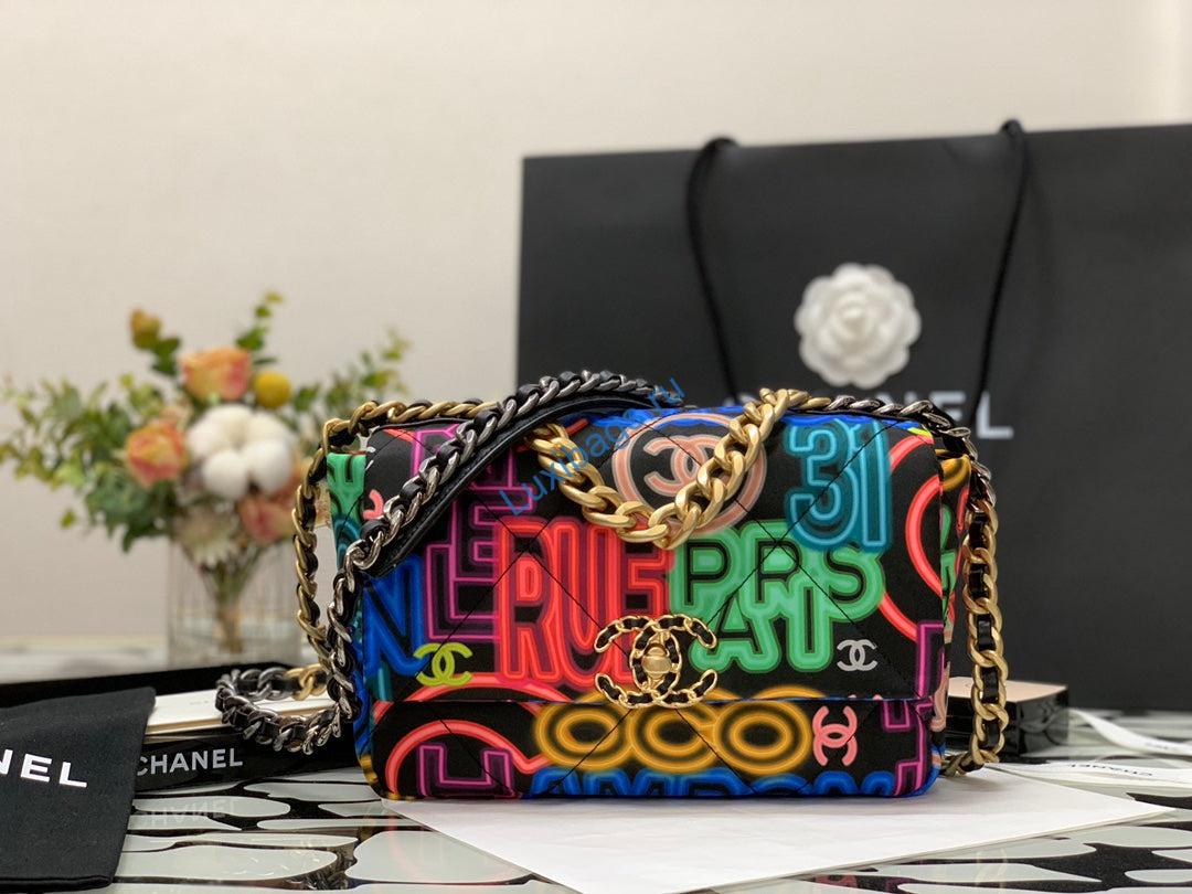Chanel As1160 Chanel 19 Handbag Flap Graffiti Print Vintage multicolor gold | chanel as1160 chanel 19 handbag flap graffiti print vintage gold 002