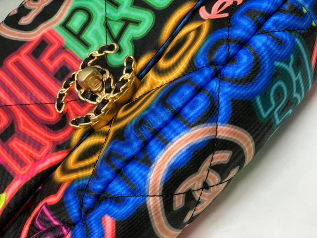 Chanel As1160 Chanel 19 Handbag Flap Graffiti Print Vintage multicolor gold | chanel as1160 chanel 19 handbag flap graffiti print vintage gold 006
