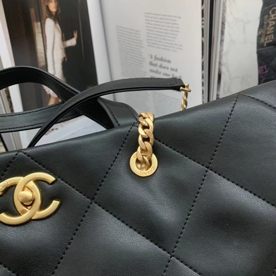 Chanel AS3128 Maxi Shopping Bag Calfskin In Black | chanel as3128 maxi shopping bag calfskin in black 6