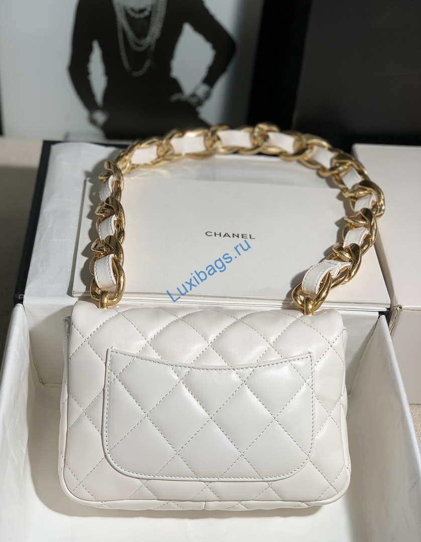 Chanel AS3214 Small Flap Bag Lambskin Gold-Tone Metal White | chanel as3213 small flap bag lambskin gold tone metal 002