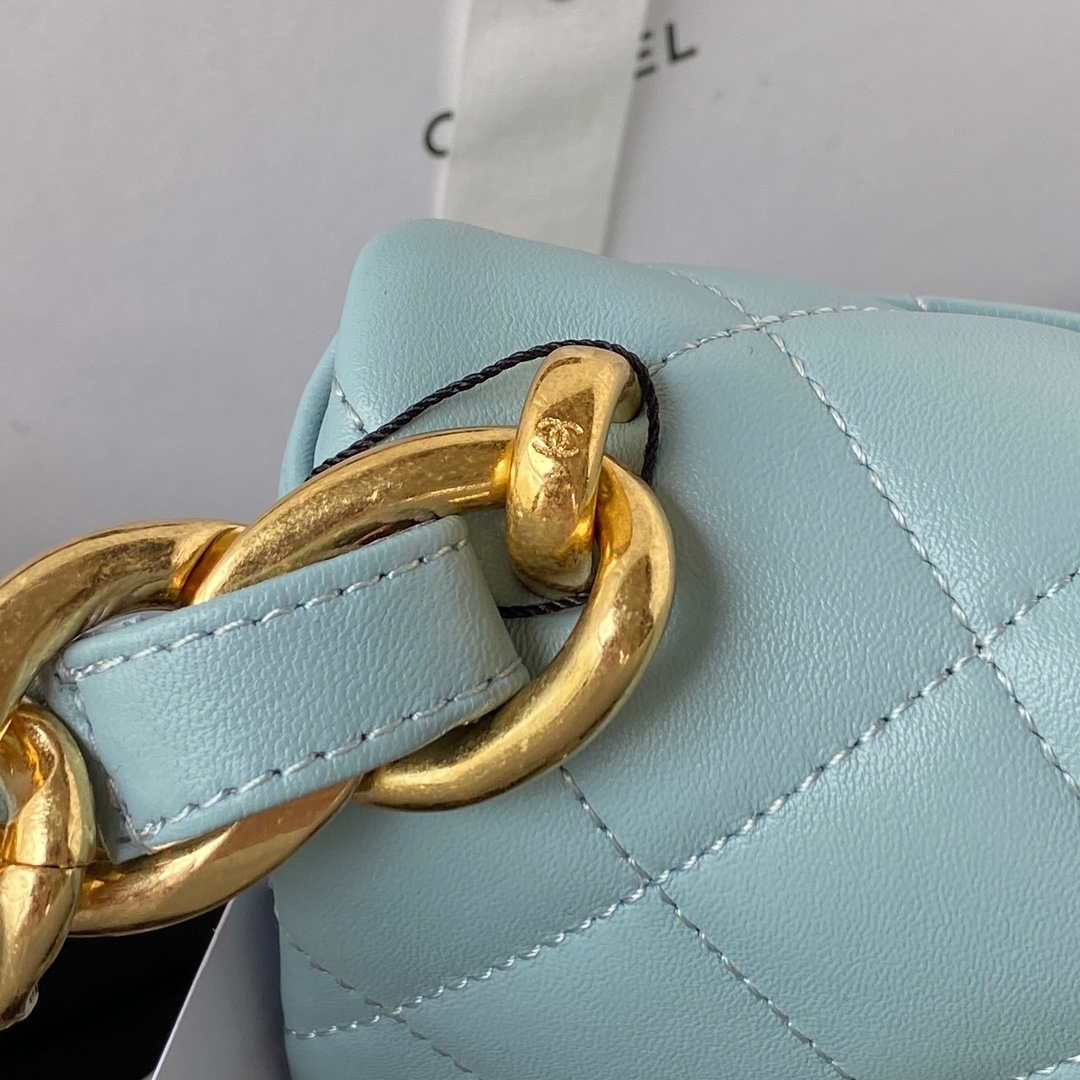 Chanel AS3214 Small Flap Bag Lambskin Gold-Tone Metal Blue | chanel as3213 small flap bag lambskin gold tone metal 040