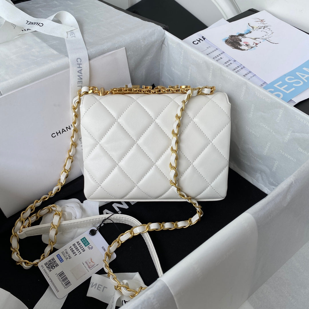 Chanel Mini Flap Bag Lambskin AS3239 white | chanel as3239 mini flap bag lambskin white 2