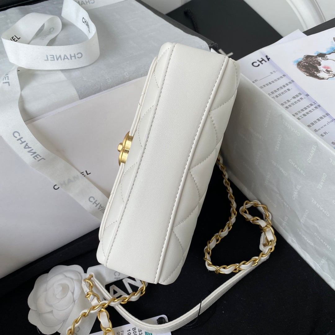Chanel Mini Flap Bag Lambskin AS3239 white | chanel as3239 mini flap bag lambskin white 6