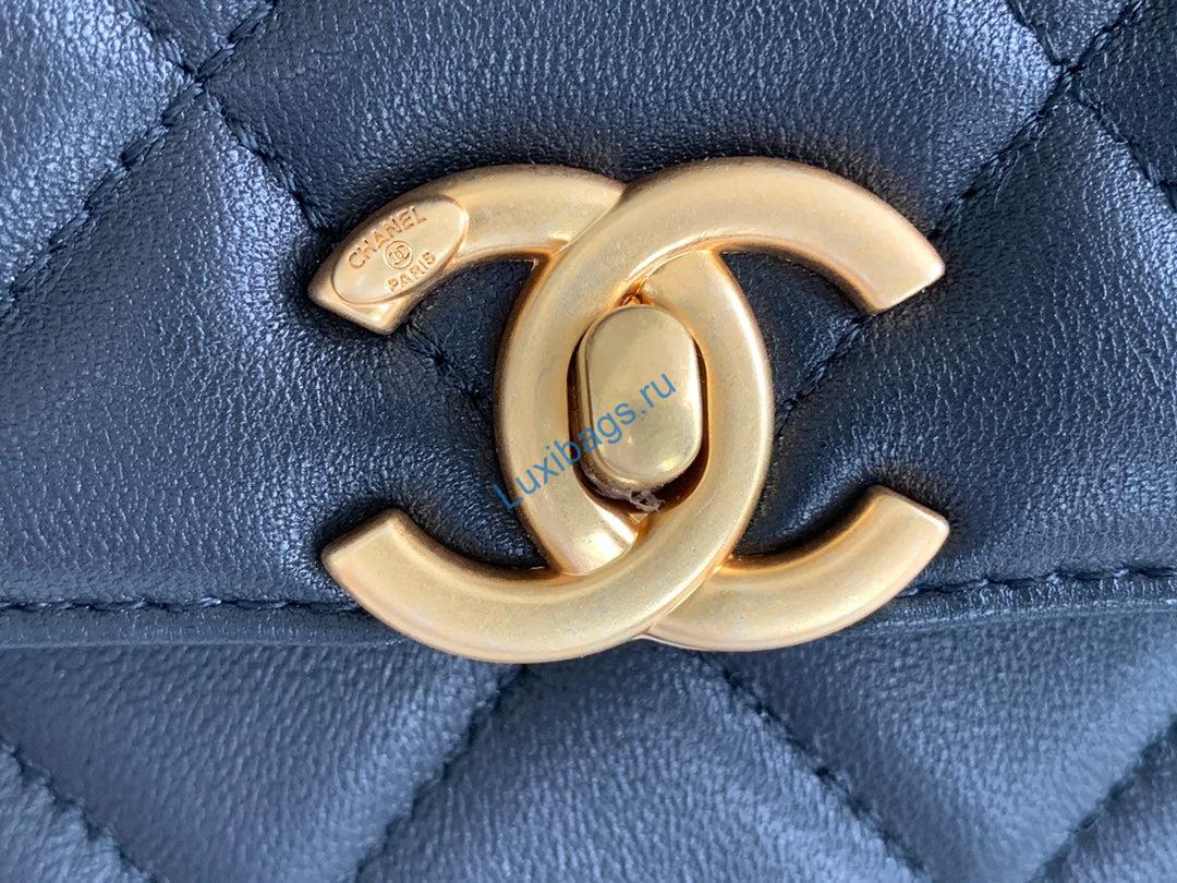 Chanel Small Flap Bag Lambskin AS3240 Black | chanel as3240 small flap bag lambskin black 3